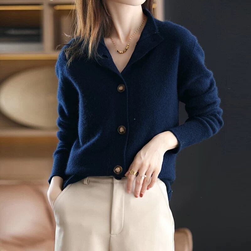 Langärmliger Button Down Cardigan Für Damen | Gestrickt