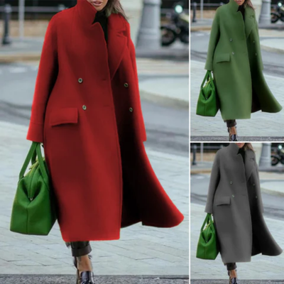 Damen Warmer Eleganter Stylischer Doppelreihiger Mantel | Lang