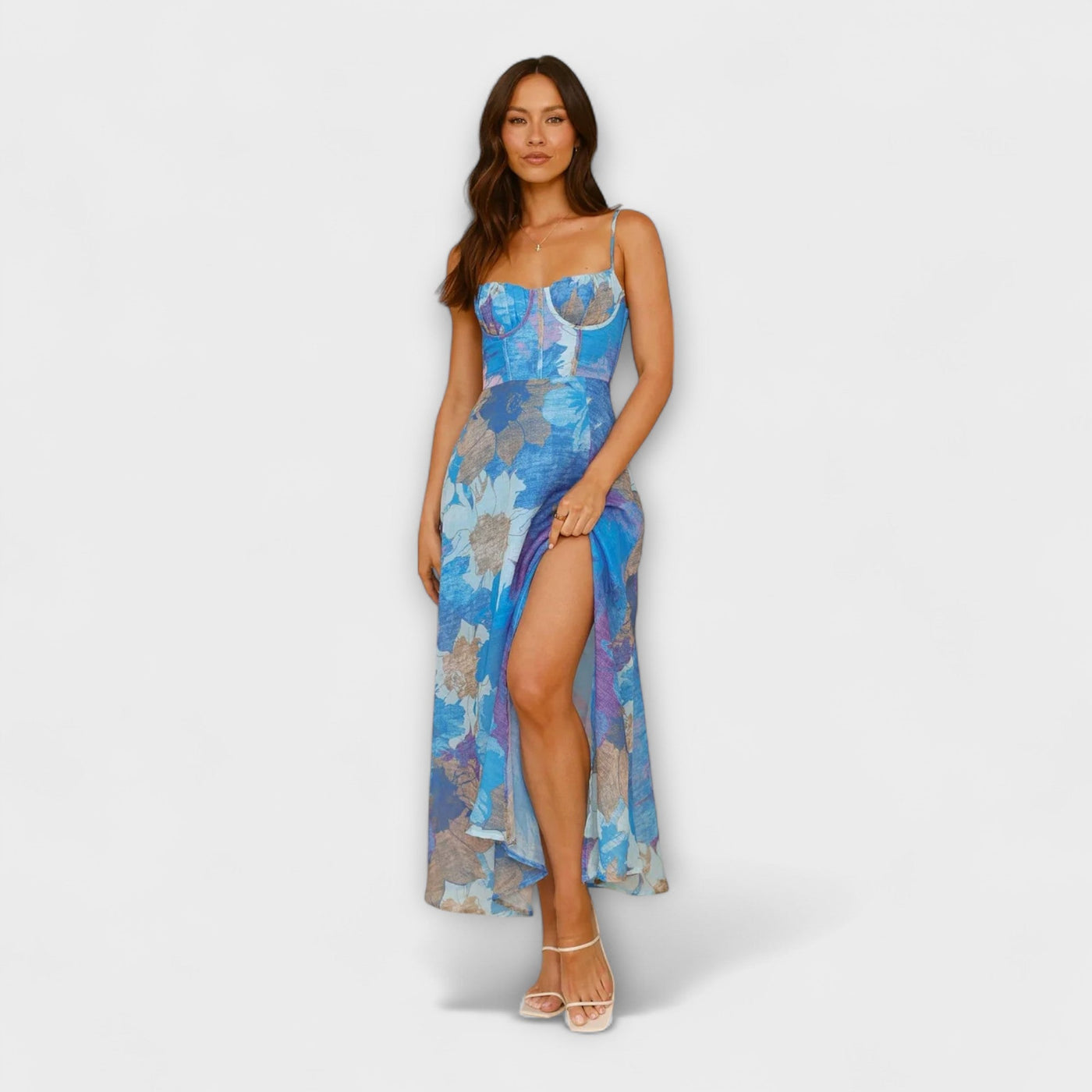 Audrey - Damenkleid mit floralem Design und Trägern - Elegant und Verführerisch