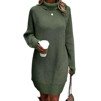 Strickkleid Mit Rollkragen Und Langen Ärmeln Für Damen | Mini