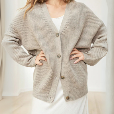 Strickjacke Damen Oversize Gerippt | Locker Lang