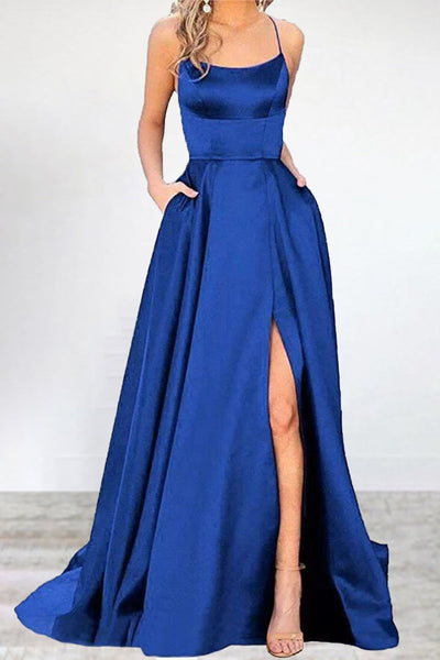 Heidi-Mode | Sexy Formell Einfarbig Hohe Öffnung U Hals Abendkleid Kleider- 16 Farben