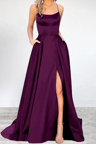 Heidi-Mode | Sexy Formell Einfarbig Hohe Öffnung U Hals Abendkleid Kleider- 16 Farben