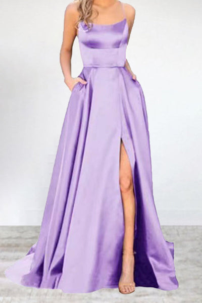 Heidi-Mode | Sexy Formell Einfarbig Hohe Öffnung U Hals Abendkleid Kleider- 16 Farben
