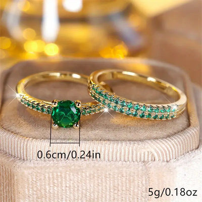 Delia® | Duo Serena Emerald Ring Set Gold