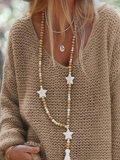 V-Ausschnitt Pullover mit langen Ärmeln