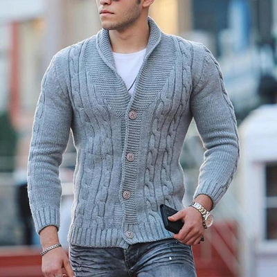 Herren Gestrickte Strickjacke mit Kragen