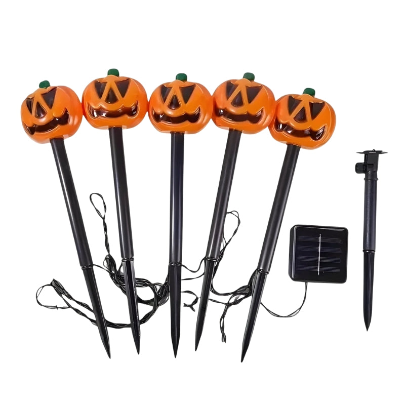 PumpkinGlow Solar Halloween Außenlichter‑Set – Kürbis LED Dekoration mit Solarenergie
