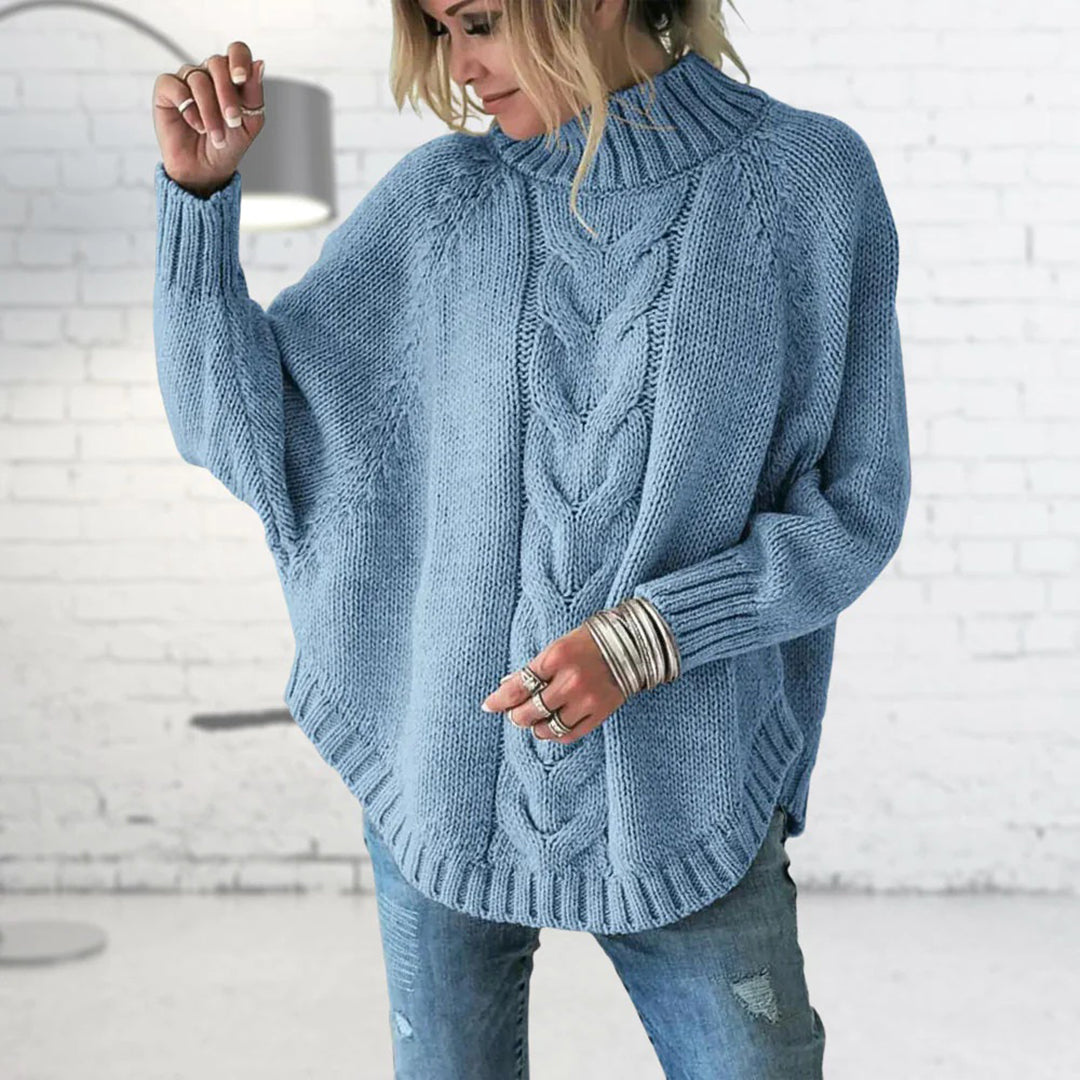 Strick Rollkragenpullover mit Batwing Ärmeln
