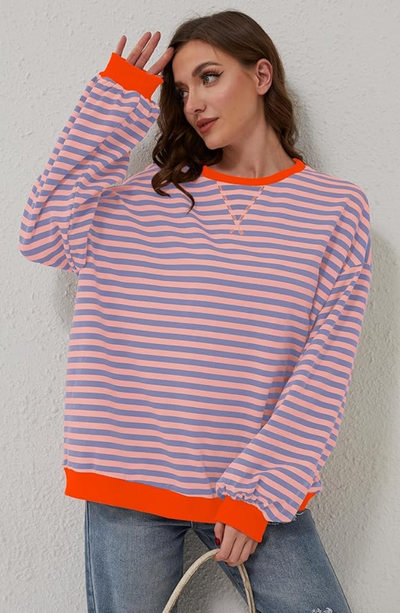 Gestreiftes Sweatshirt in Übergröße für Damen
