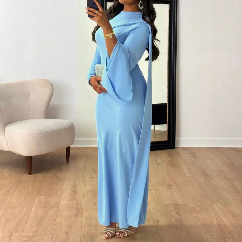 Elegantes Maxikleid Für Hochzeitsgäste Mit Langen Ärmeln Für Damen