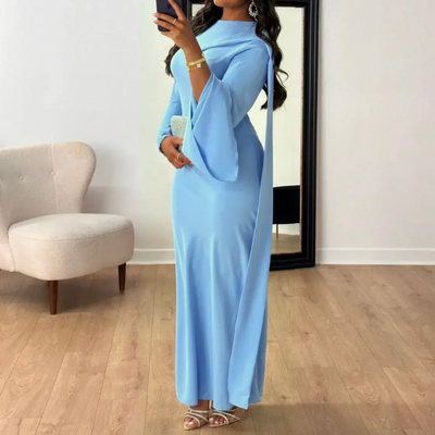 Elegantes Maxikleid Für Hochzeitsgäste Mit Langen Ärmeln Für Damen