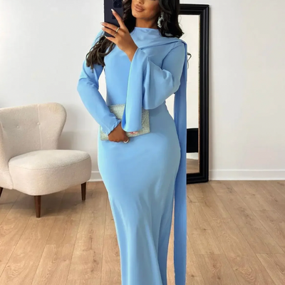 Elegantes Maxikleid Für Hochzeitsgäste Mit Langen Ärmeln Für Damen