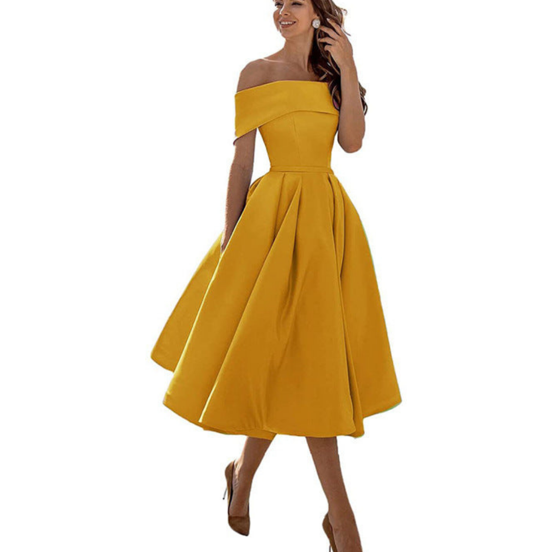 Damen Zeitloses Off-Shoulder Kleid | Midi