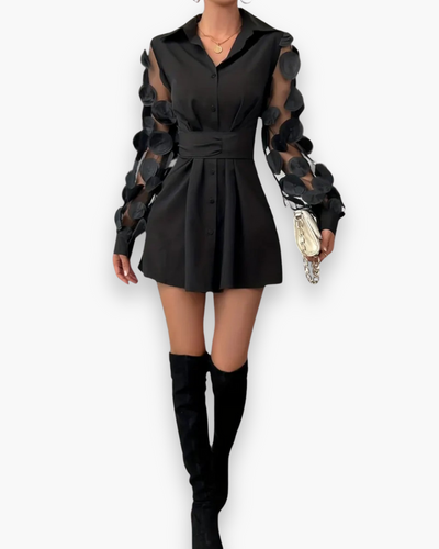 Damen Elegantes Festliches Kleid mit Schleife | Mini