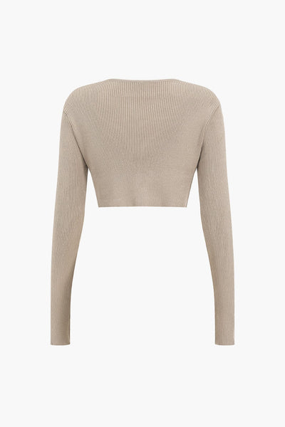 Jessica | Geripptes Zweiteiler-Set mit Twist-Detail & Schlitzrock