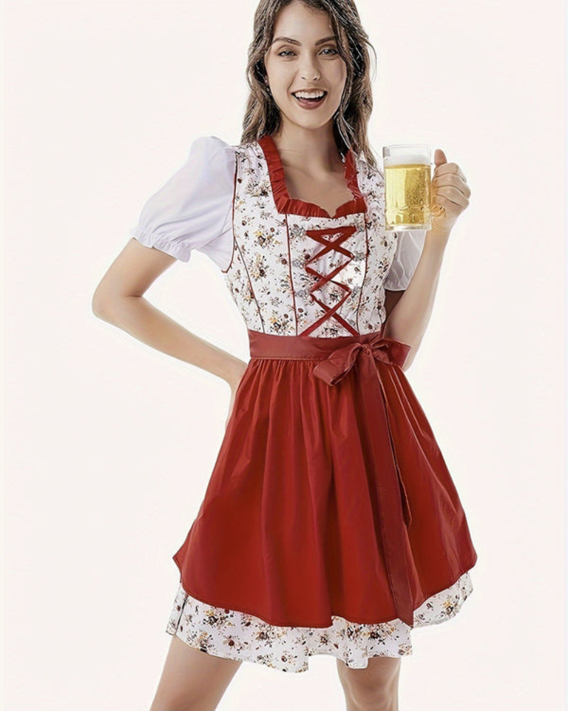 Damen Blumenmuster Dirndlkleid | Festlich