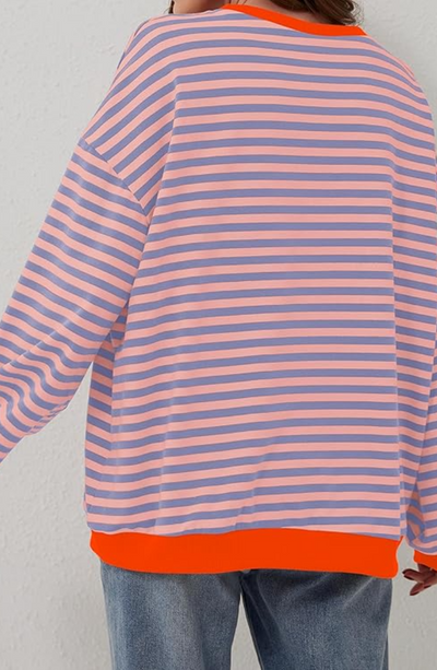 Gestreiftes Sweatshirt in Übergröße für Damen