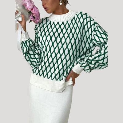 Amely - Gemusterter Pullover mit Ballonärmeln