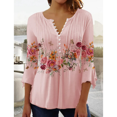 Oberteil Mit V Ausschnitt Und Aufdruck Für Damen | Langarm