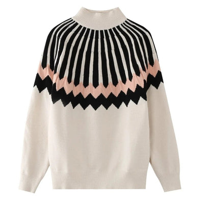 Zeila - Pullover mit geometrischem Muster und Rippbündchen