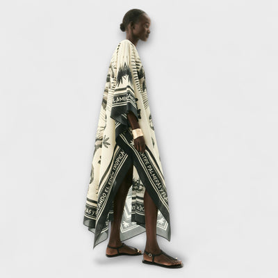 Melissa - Oversized Flamingo Print Maxi Kaftan Dress