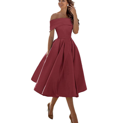 Damen Zeitloses Off-Shoulder Kleid | Midi