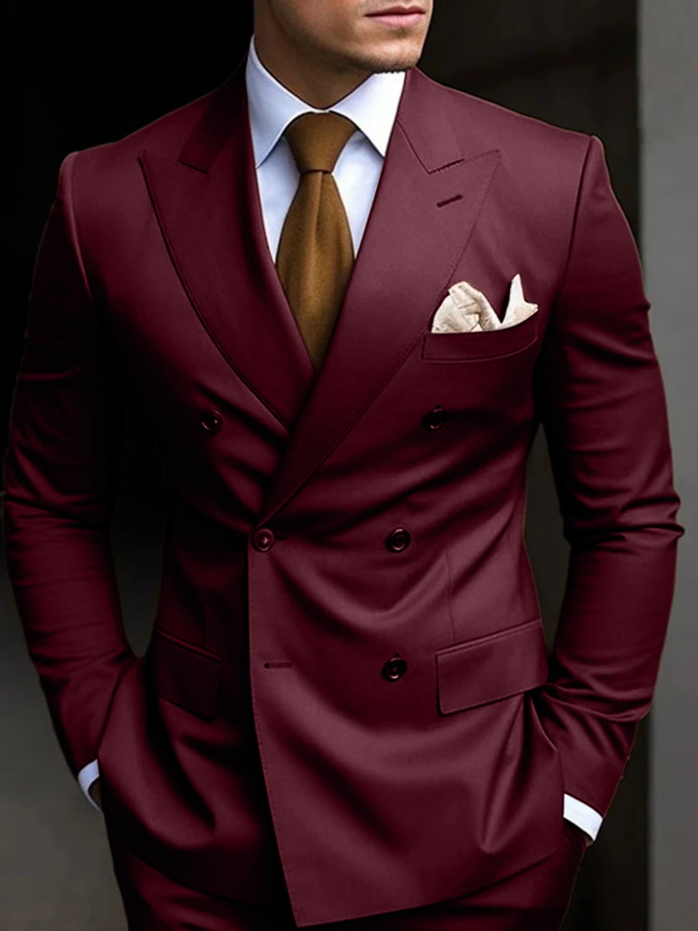 Herren Elegante Zweireihig Formell Hochzeitsgast Anzug Set | Zweiteiliges Set