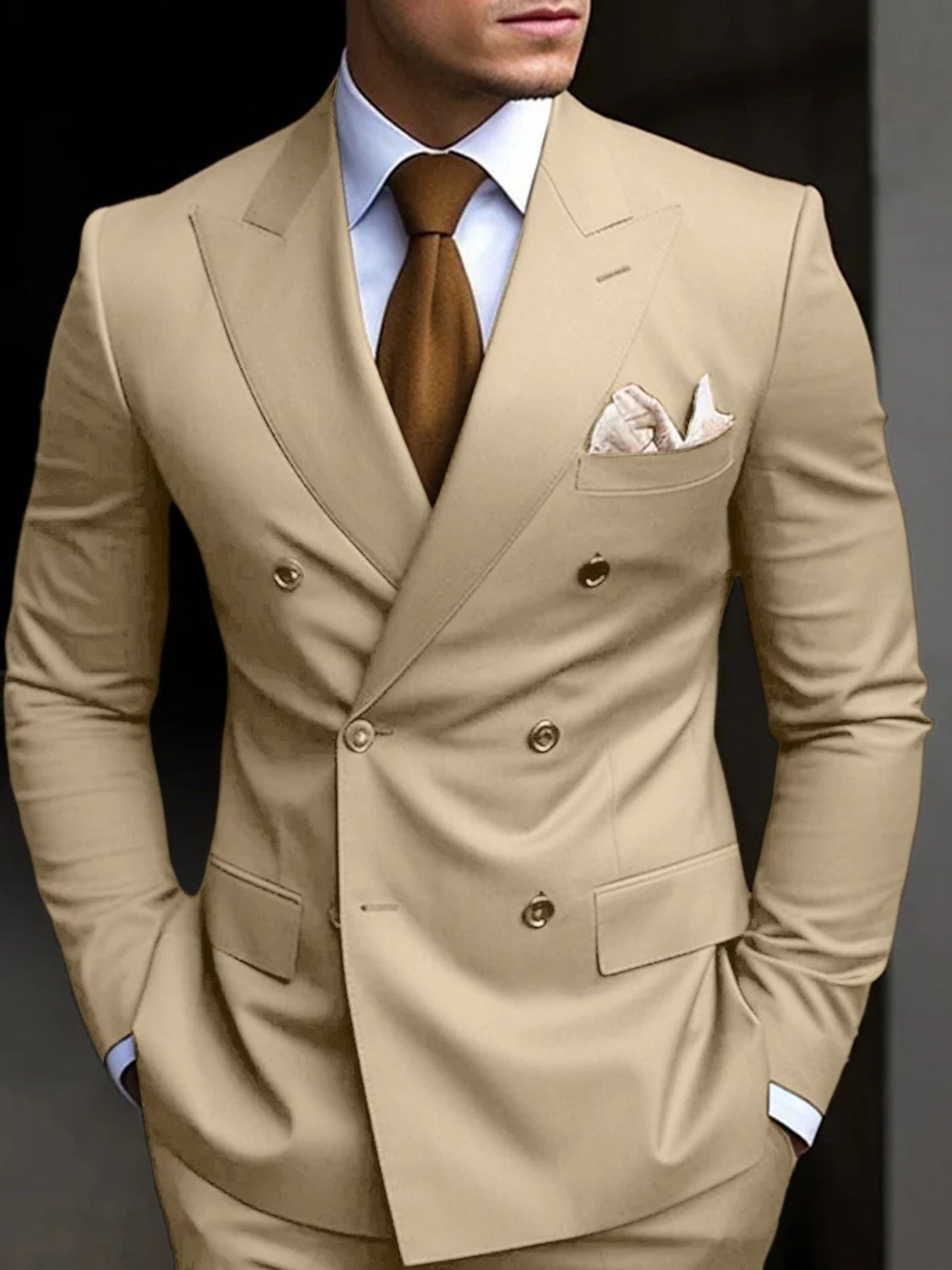 Herren Elegante Zweireihig Formell Hochzeitsgast Anzug Set | Zweiteiliges Set