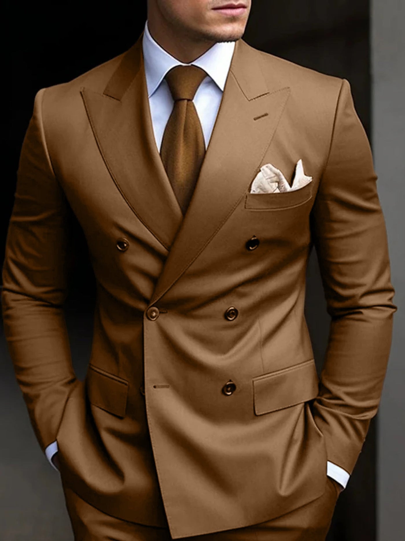 Herren Elegante Zweireihig Formell Hochzeitsgast Anzug Set | Zweiteiliges Set