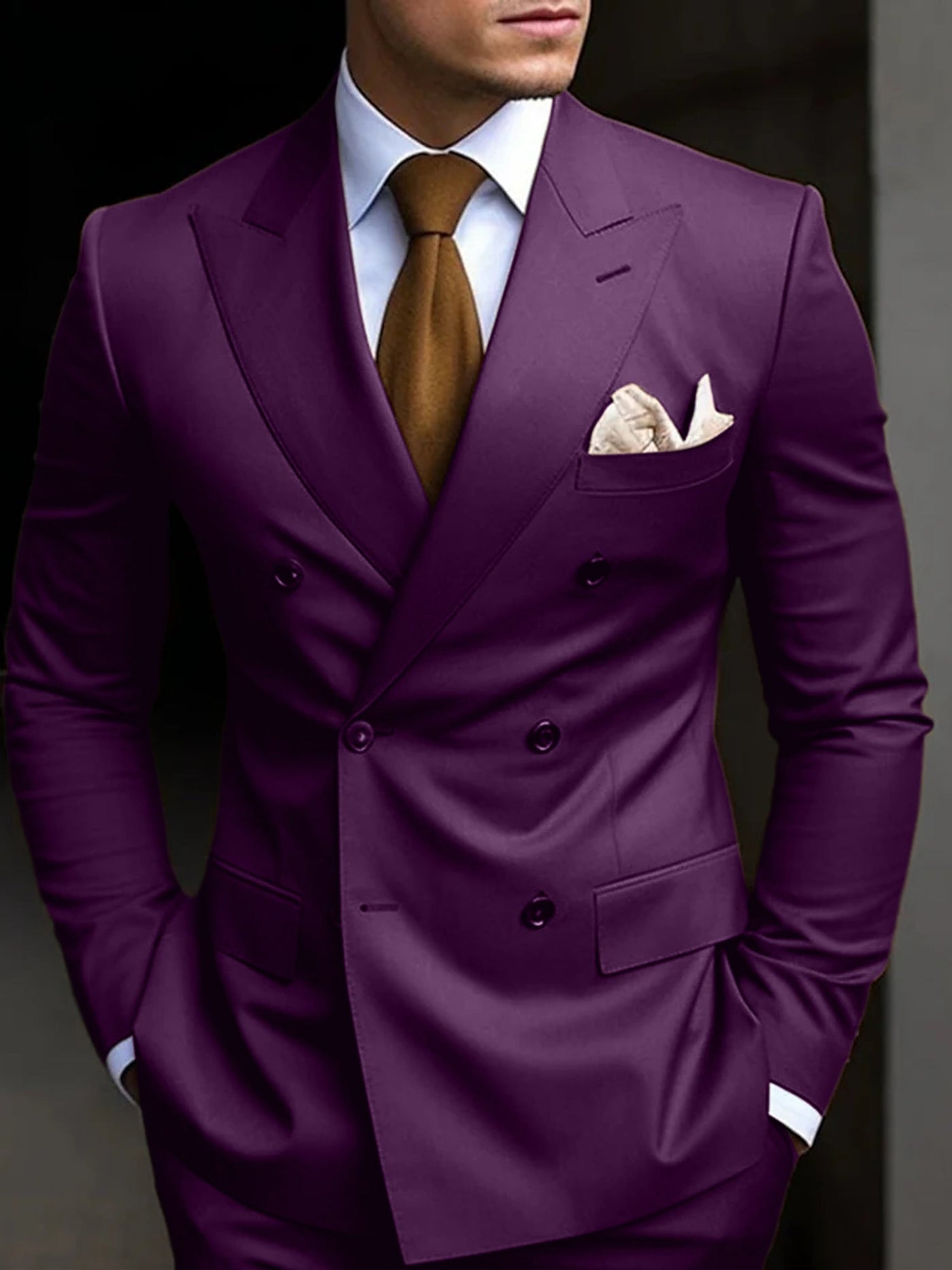 Herren Elegante Zweireihig Formell Hochzeitsgast Anzug Set | Zweiteiliges Set