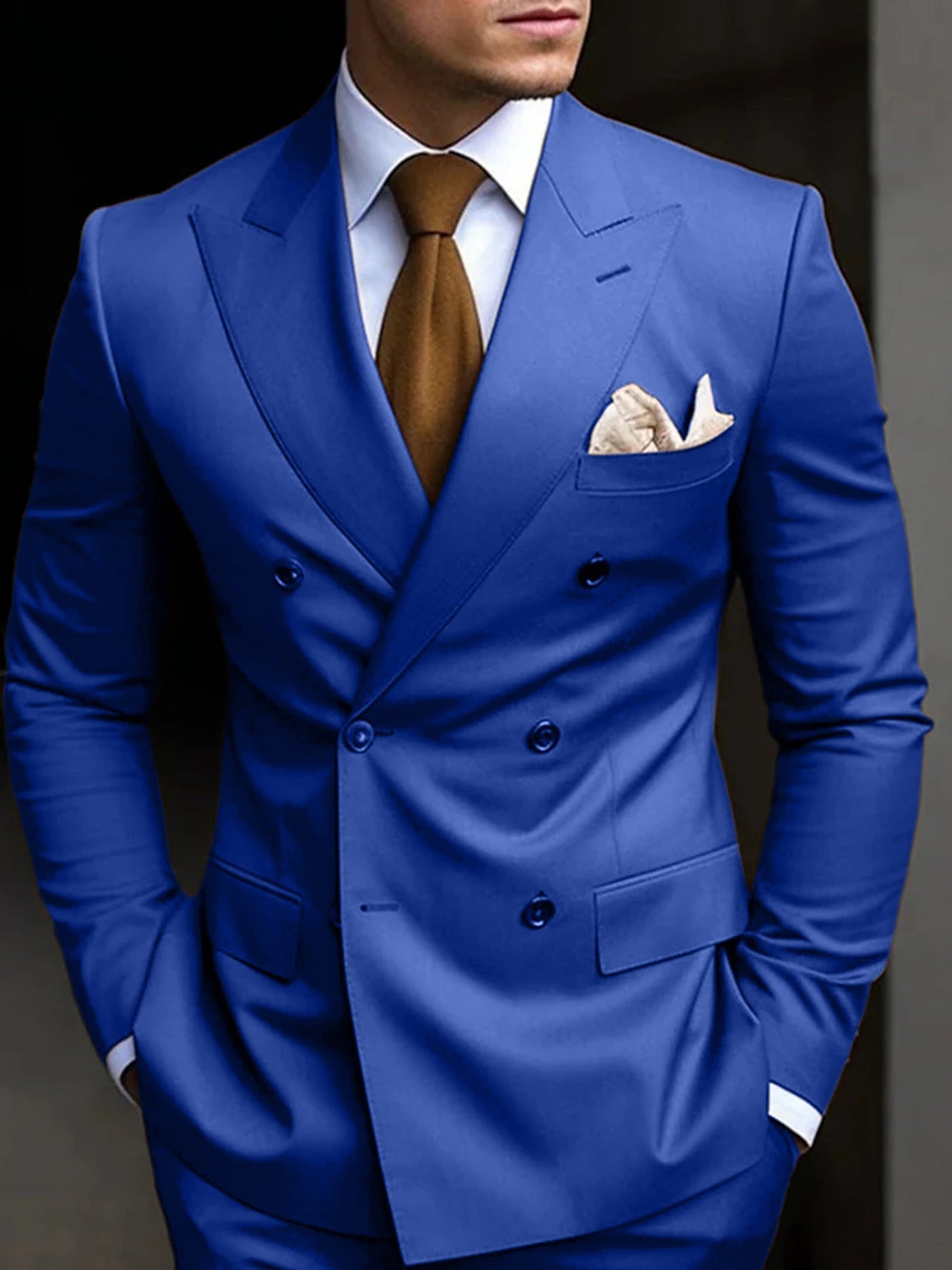 Herren Elegante Zweireihig Formell Hochzeitsgast Anzug Set | Zweiteiliges Set