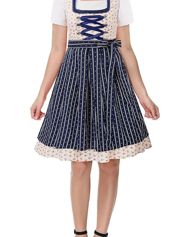 Damen Blumenmuster Dirndlkleid | Midi Festlich