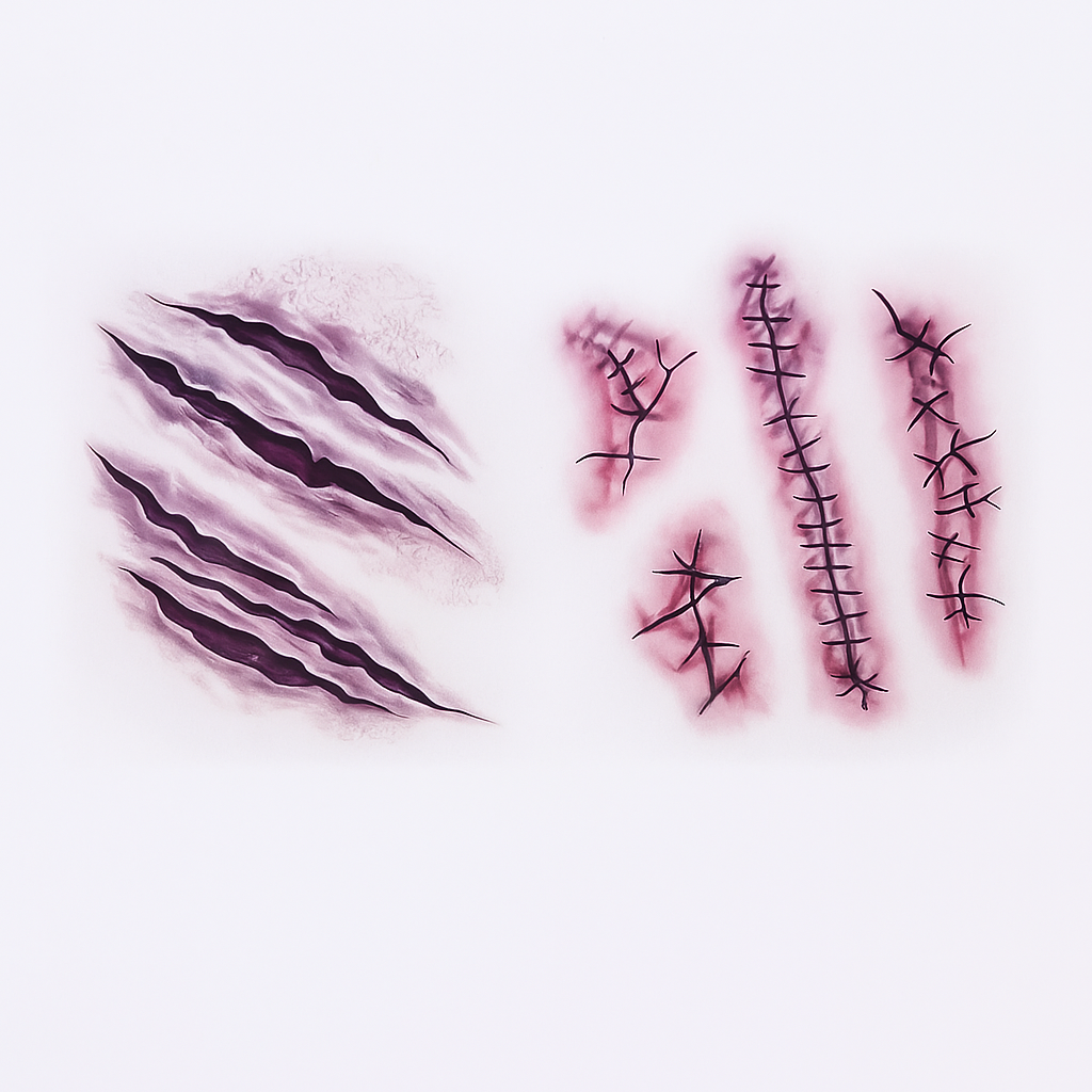 3D Blutwunden Tattoo Sticker – Wasserfestes Halloween Make-up Accessoire