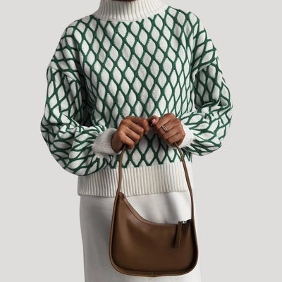 Amely - Gemusterter Pullover mit Ballonärmeln