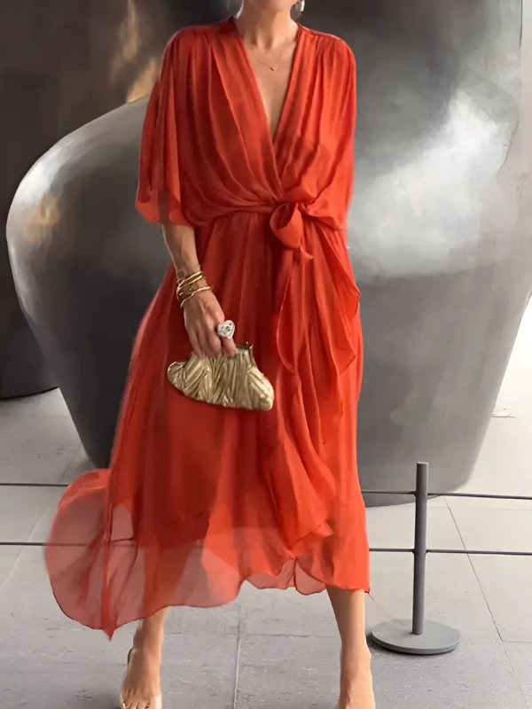 Elegantes Wickel Sommerkleid Für Damen | Maxi