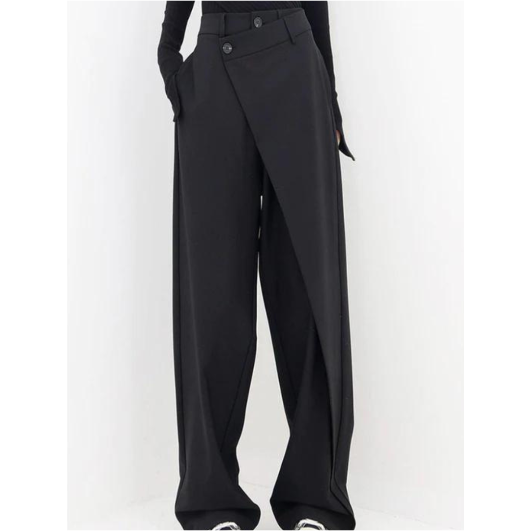 Damenhose Mit Hoher Taille Und Weitem Bein | Asymmetrisch