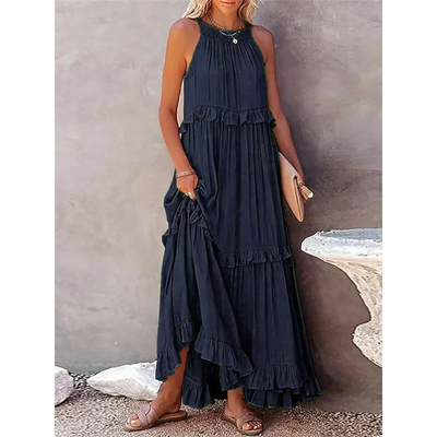 Damen Sommer Maxikleid mit Neckholder | Maxi