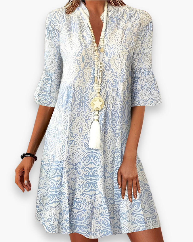 Damen Elegantes Print Kleid | Vielseitig Sommerkleid