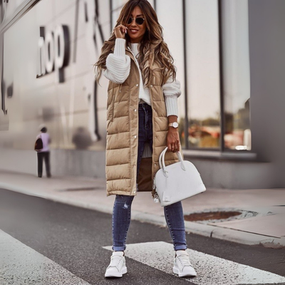 Weste Damen Lang Mit Kapuze | Winter Steppdesign