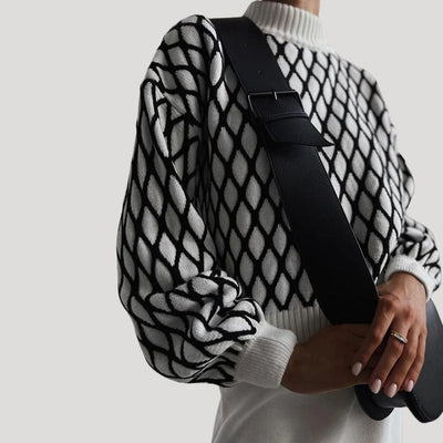 Amely - Gemusterter Pullover mit Ballonärmeln