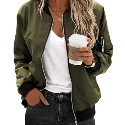 Langärmlige Bomberjacke Für Damen | Reissverschluss