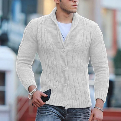 Herren Gestrickte Strickjacke mit Kragen