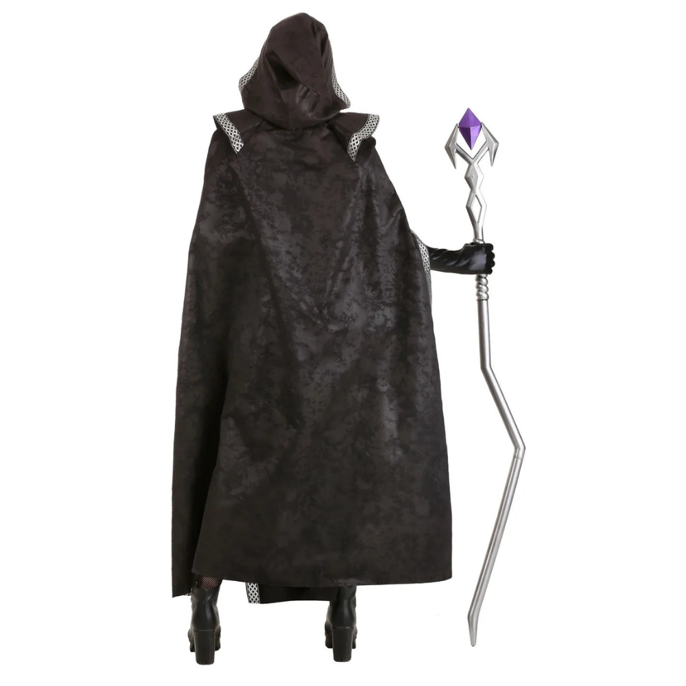 Damen Halloween-Kostüm Zauberin mit Kapuze | Umhang & Taillierter Body
