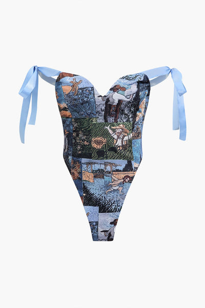 Andrea | Kunstvolle Corsage & Cargohose mit Retro-Print