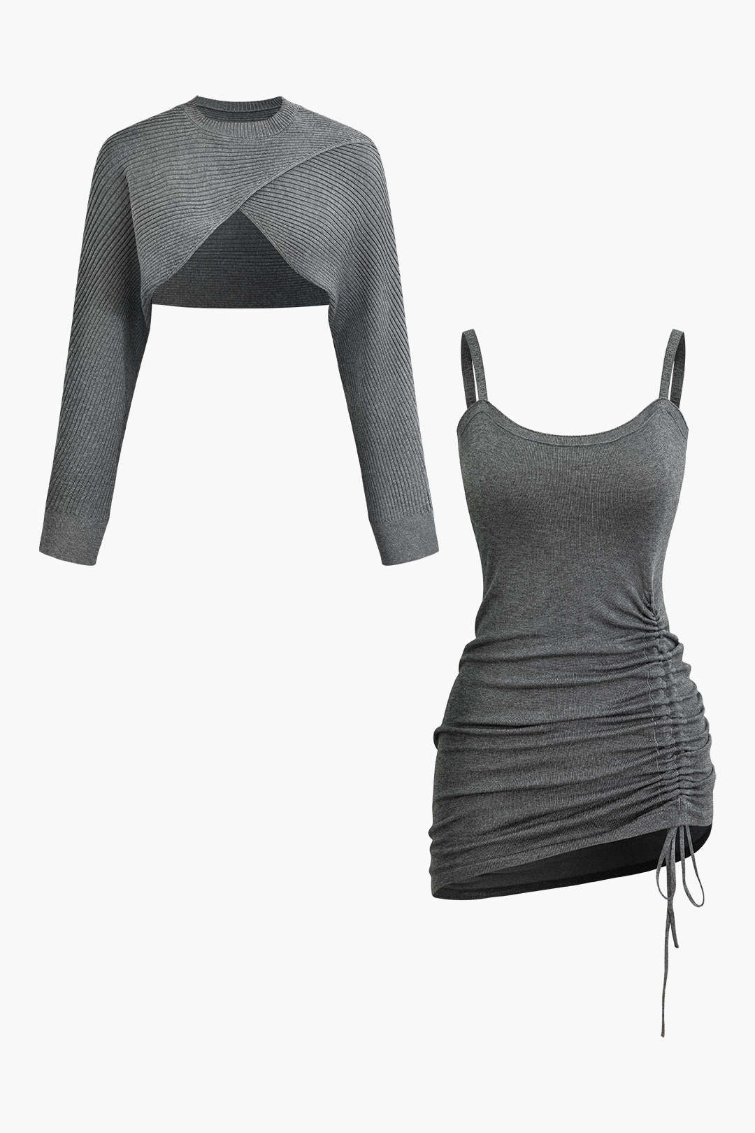 Anastasia | Zweiteiler-Set mit Cutout-Pullover & gerafftem Kleid