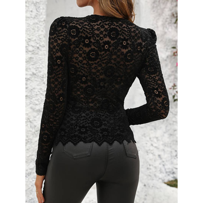 Langärmliges Spitzentop Für Damen | Sommer