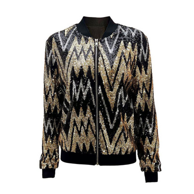 Schicke Reißverschlussjacke Für Damen | Paillette