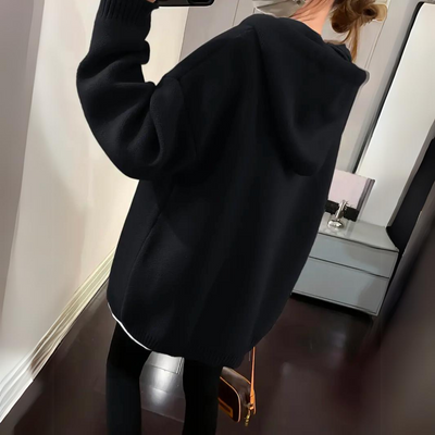 Bedruckter Smiley-Kapuzenpullover in Übergröße für Damen