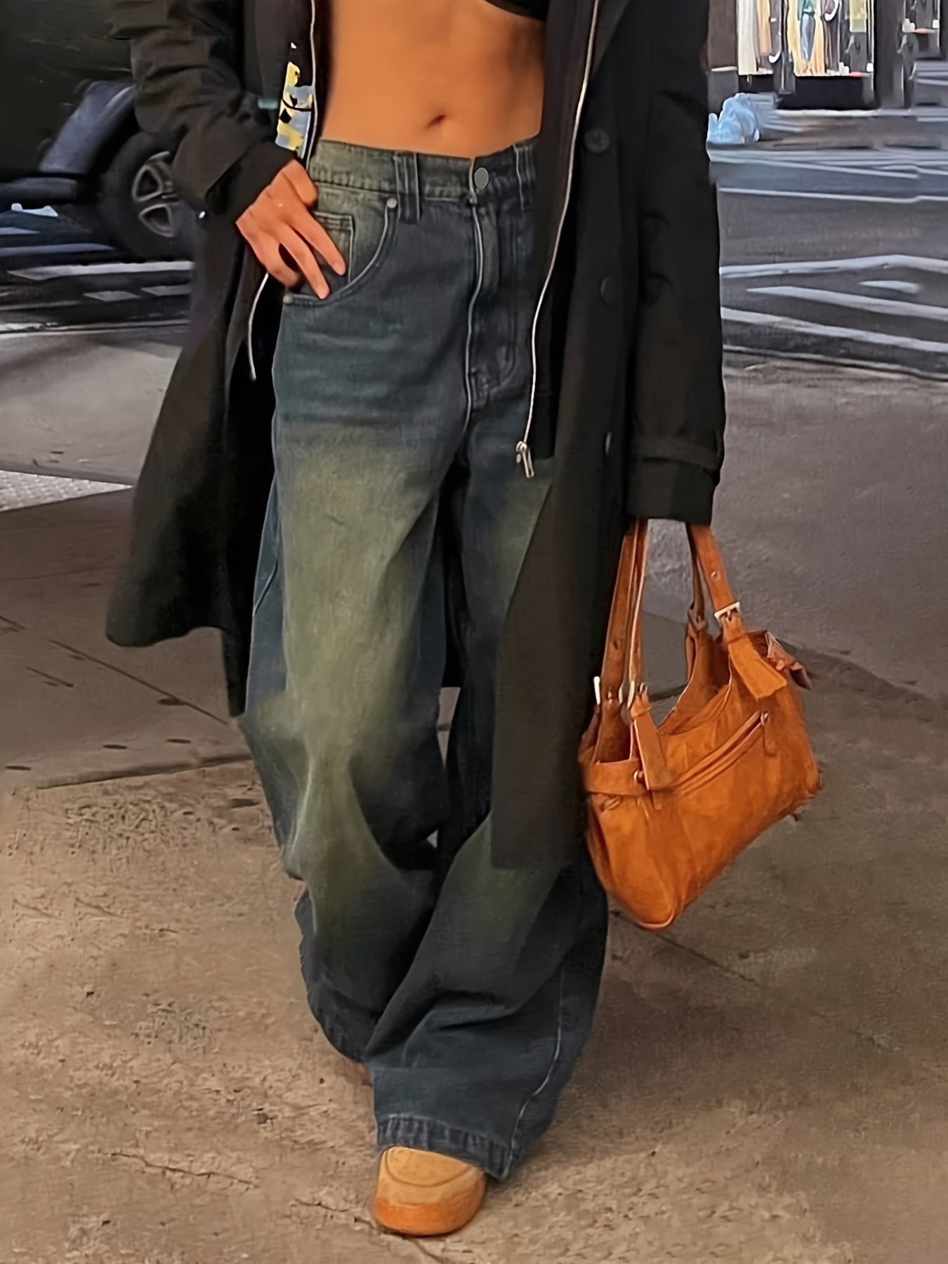 Baggy Jeans Damen | Weites Bein Mit Leichter Waschung